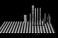 Gray Metal Screws on Black Background