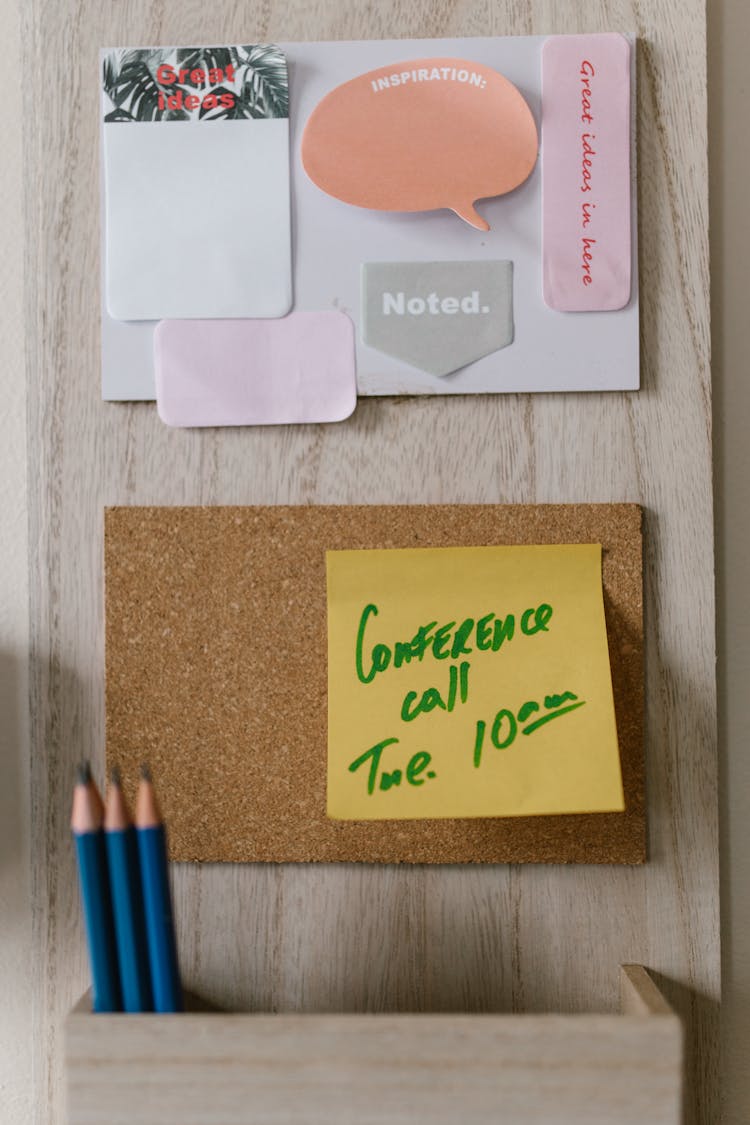 Cute Sticky Notes On Wooden Board 