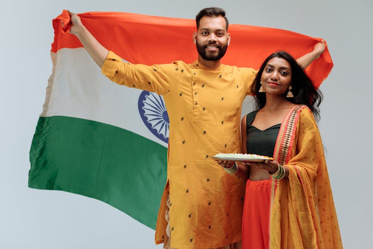 Bearded Man Holding A Flag