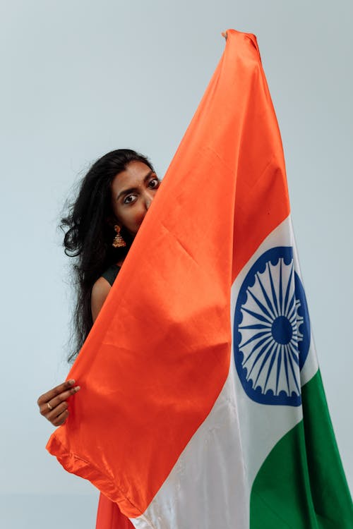 印度, 印度國旗, 咖啡色頭髮的女人 的 免費圖庫相片