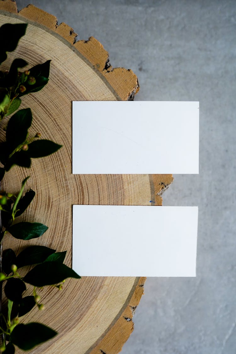 Blank Rectangle Paper On A Wooden Surface