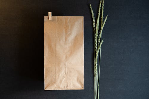 Základová fotografie zdarma na téma papírová taška, pohled shora, pšenice