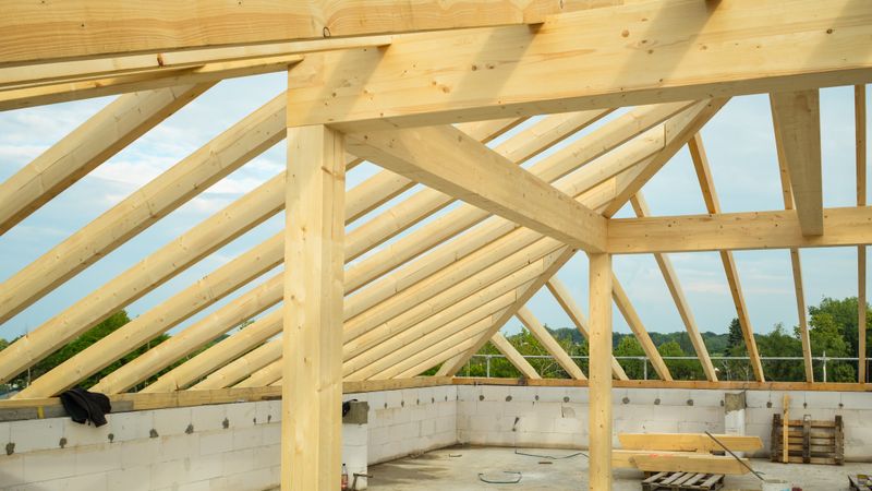 Roof trusses of a loft conversion under construction (stock image)