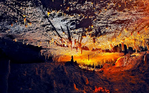 Free Lighted Cave Stock Photo