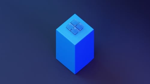 Blue Cube with Glass Panels on Top