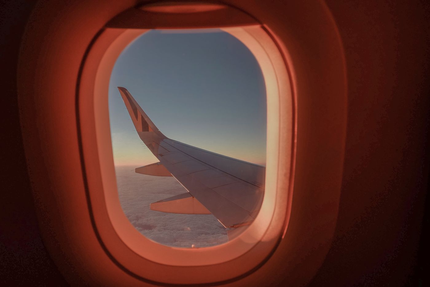Colorful view from an airplane window