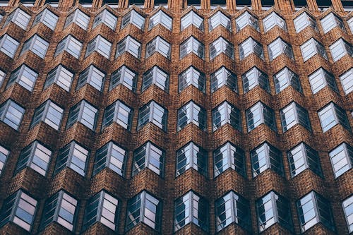 Full Shot of Windows on Modernist Building Exterior