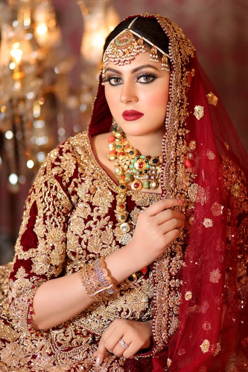 Close-Up shot of a Beautiful Woman in Traditional Clothing