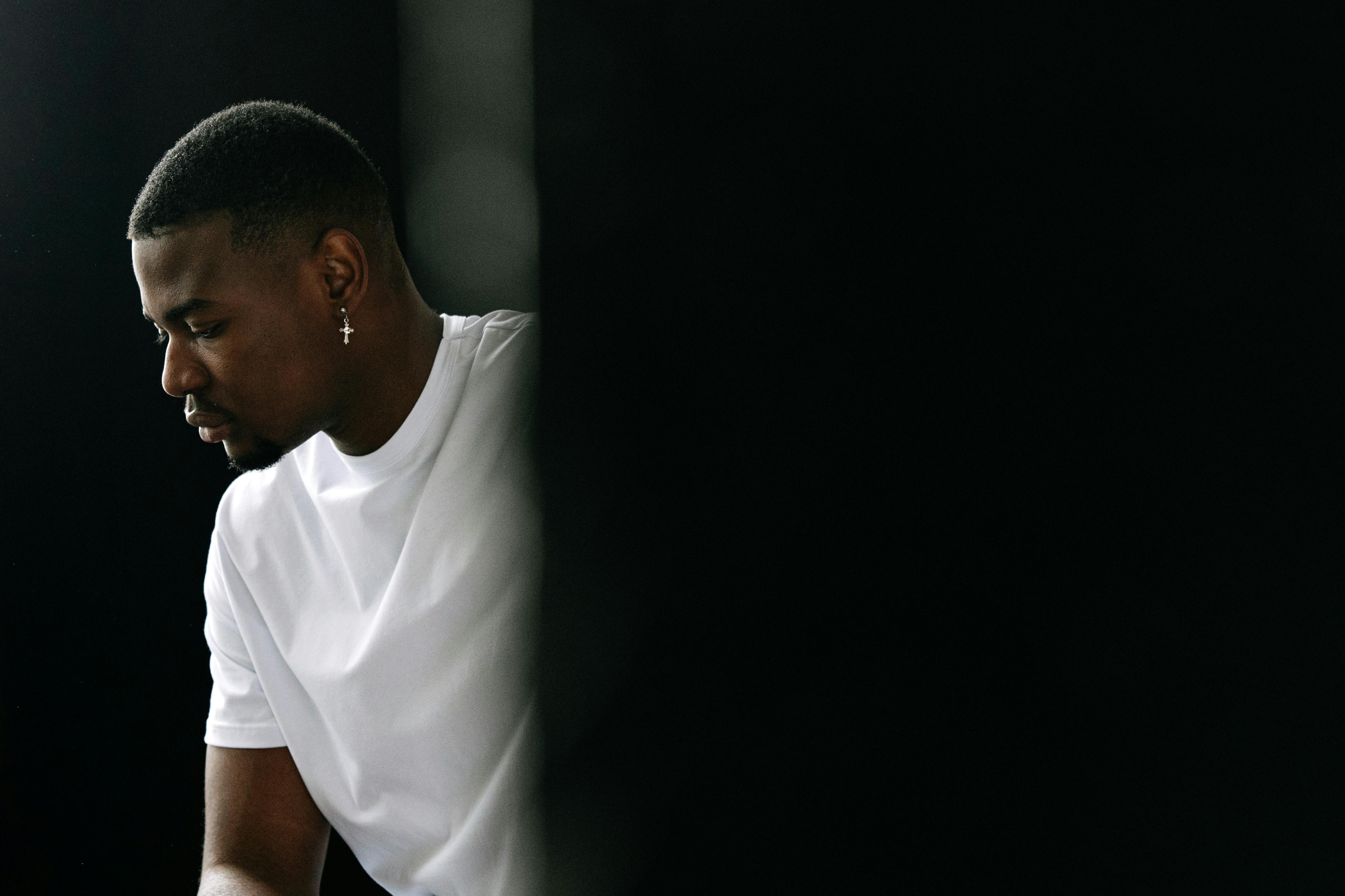 A Man in White Crew Neck T-shirt