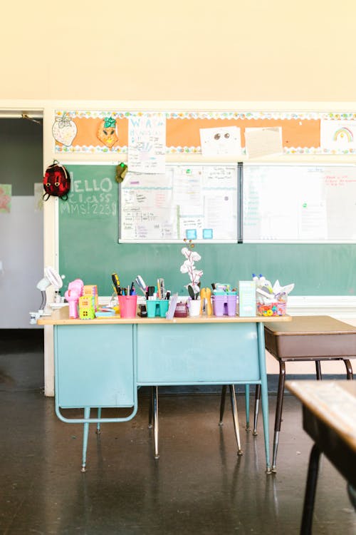 Photo of a Desk with School Supplies