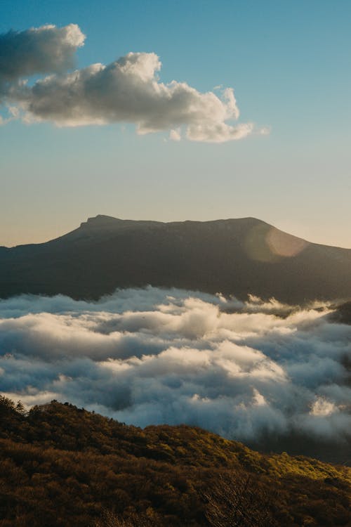 Clouds Gathered Around a Mountain