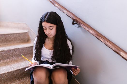 teen girl studying