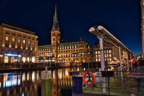 Hamburg City Hall at Night in Hamburg, Germany