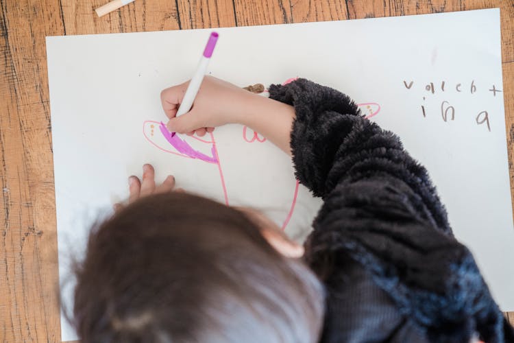 Overhead Shot Of A Person Coloring An Artwork