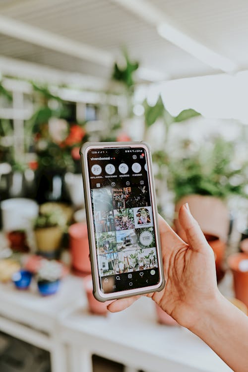 Free A Person Holding a Mobile Phone Stock Photo