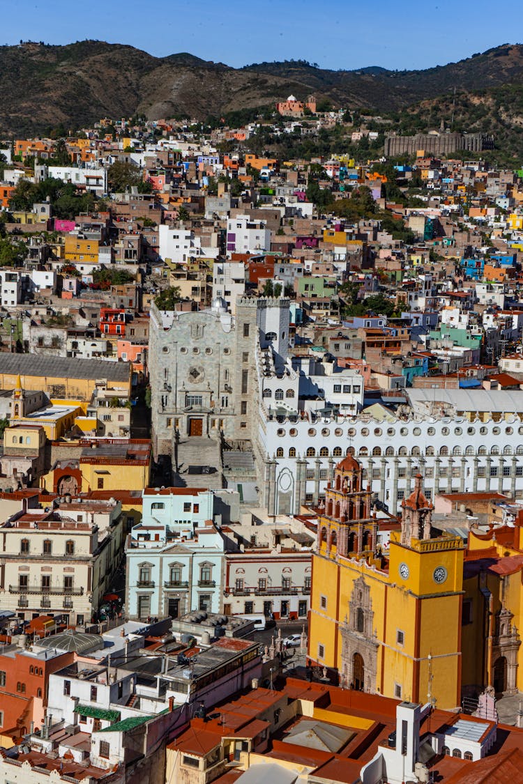 Aerial Shot Of Guanajuato City In Mexico 