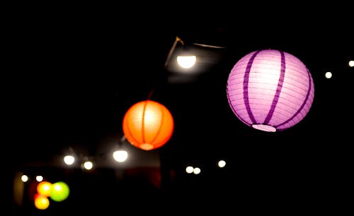 Two Purple and Orange Lanterns Photo