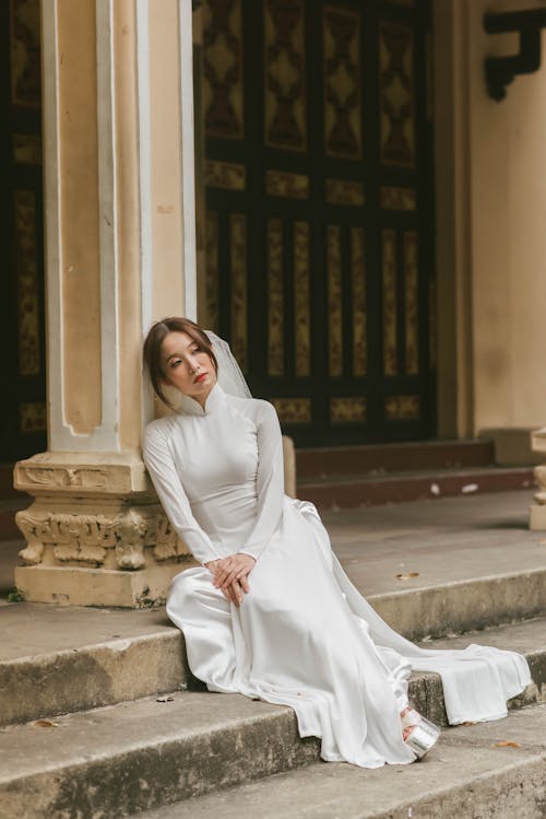 Woman in White Bridal Dress
