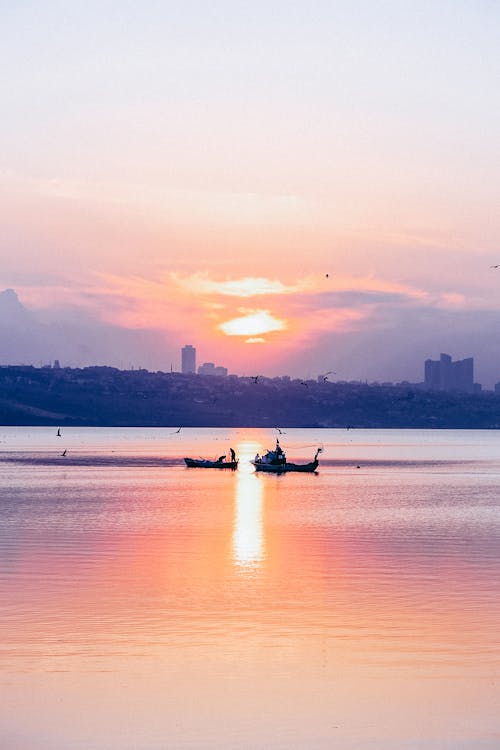 Immagine gratuita di alba, barche da pesca, crepuscolo