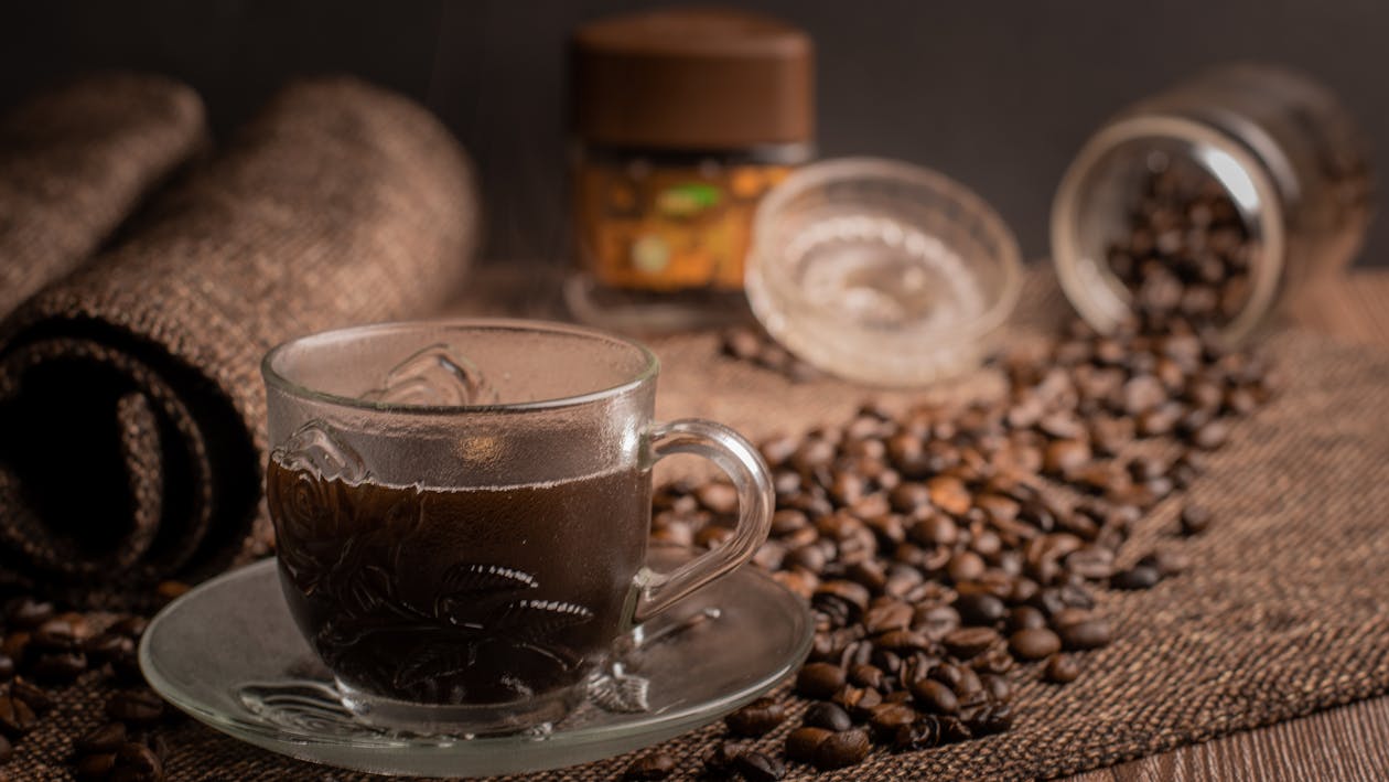 black coffee on a saucer