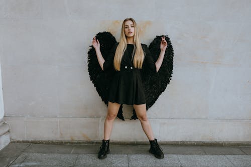 Photos gratuites de ailes, ange noir, blond