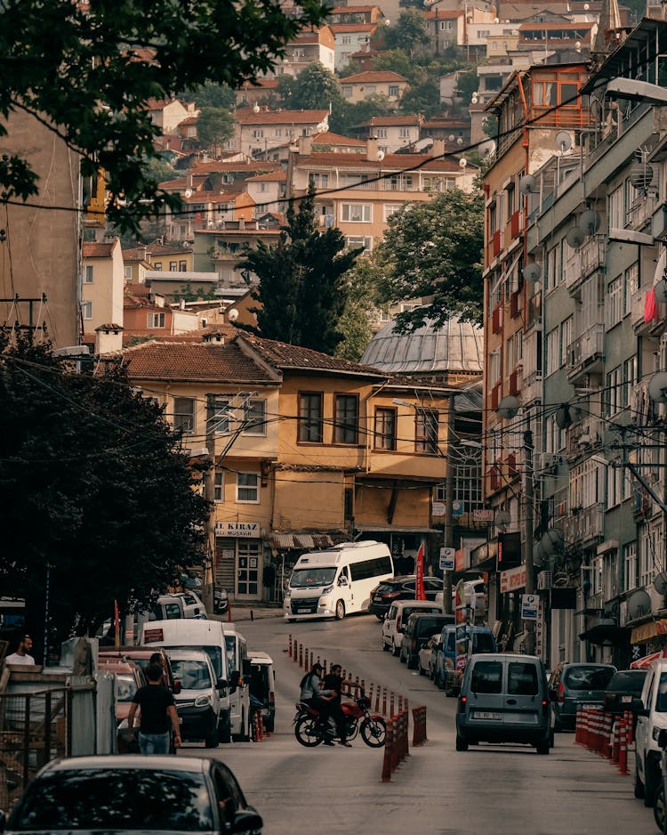 Cityscape From The Bottom Of A Steep Street