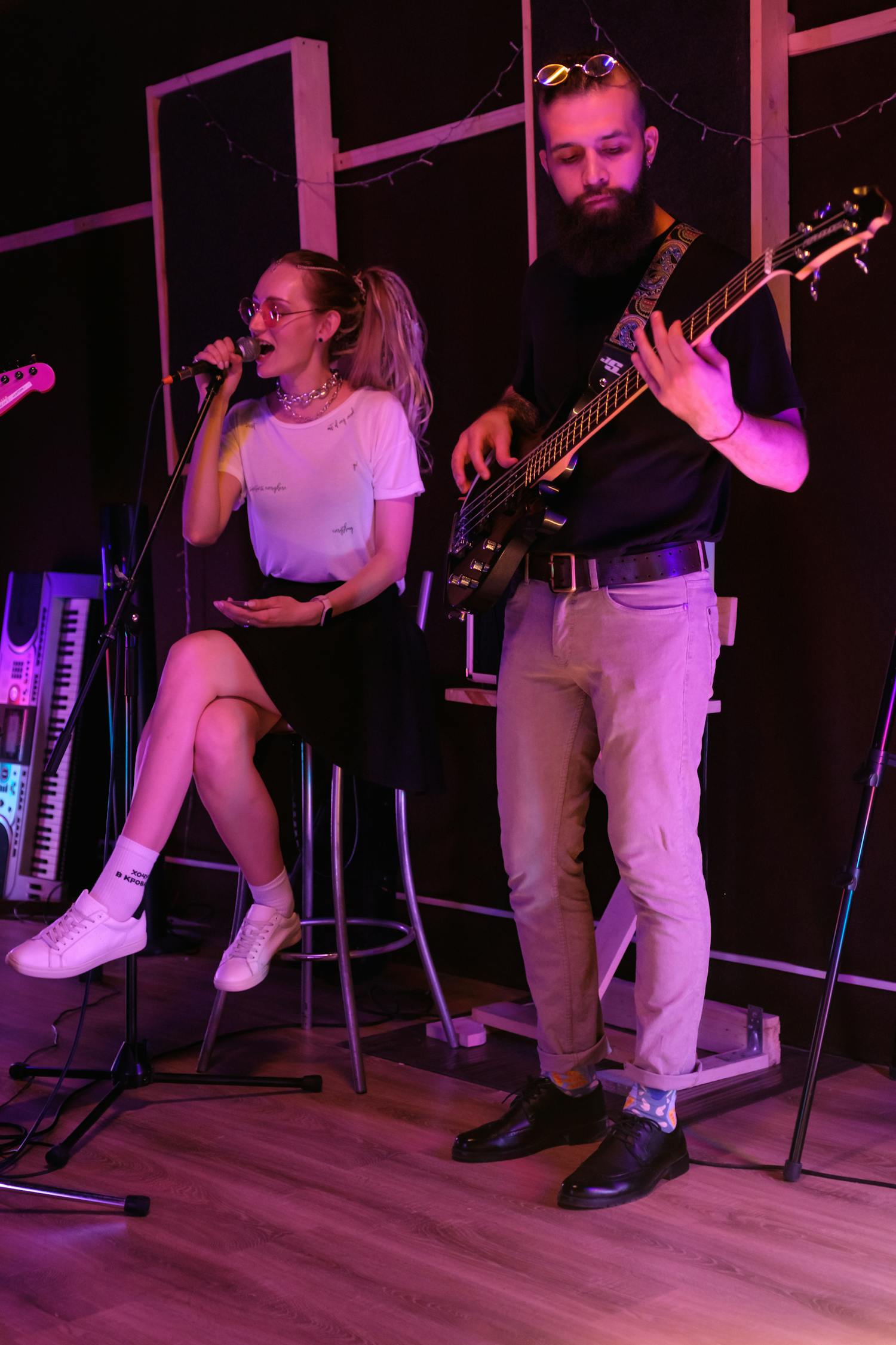 Duo performing with guitar