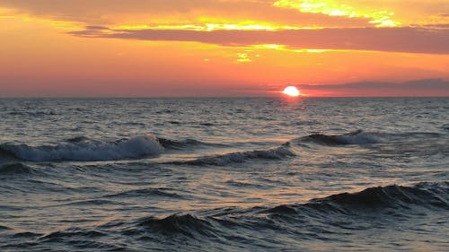 Free stock photo of beach sunset, beach waves, beautiful sunset Stock Photo
