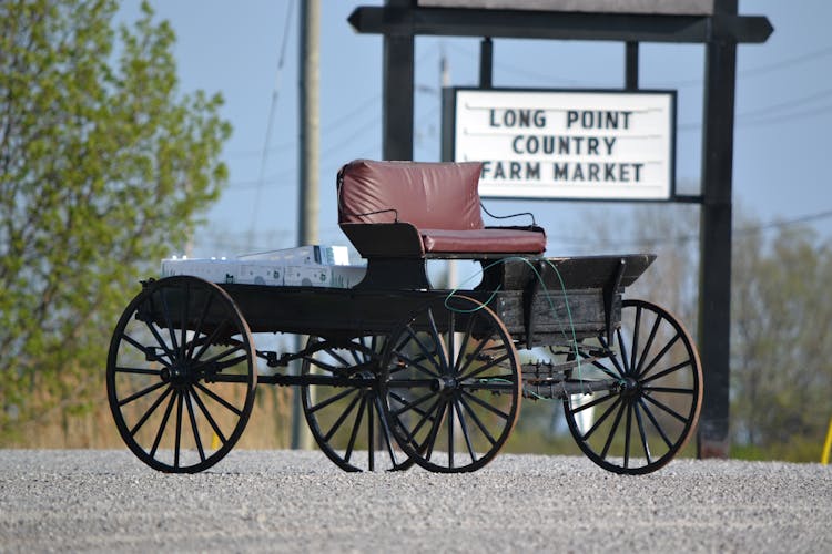 Antique Carriage Parked By Farm Markets Entrance