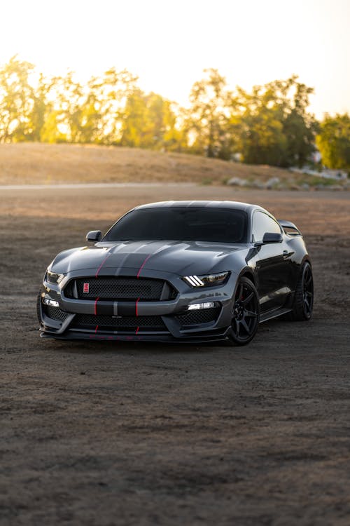 A Black Car on Grass Field