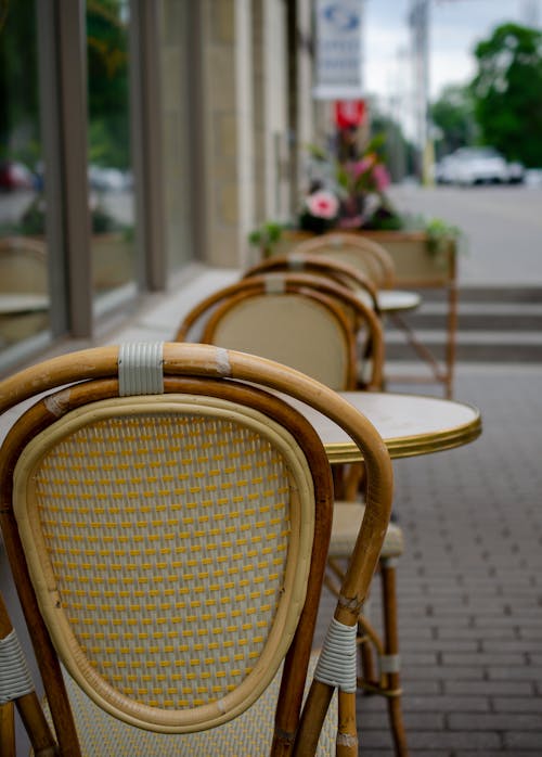 Brown Wooden Wicker Chair Near White Table