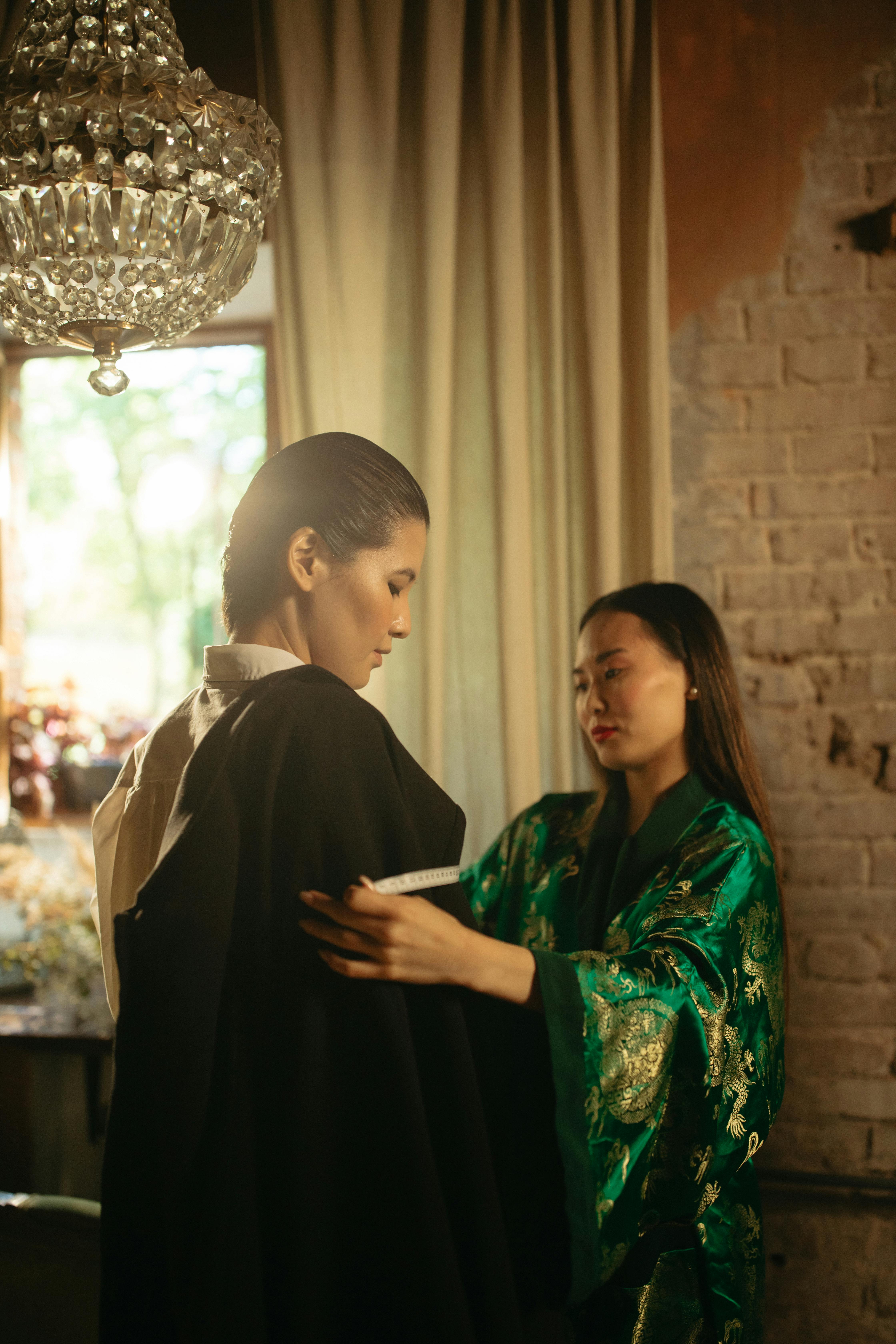 a same sex couple wearing kimono