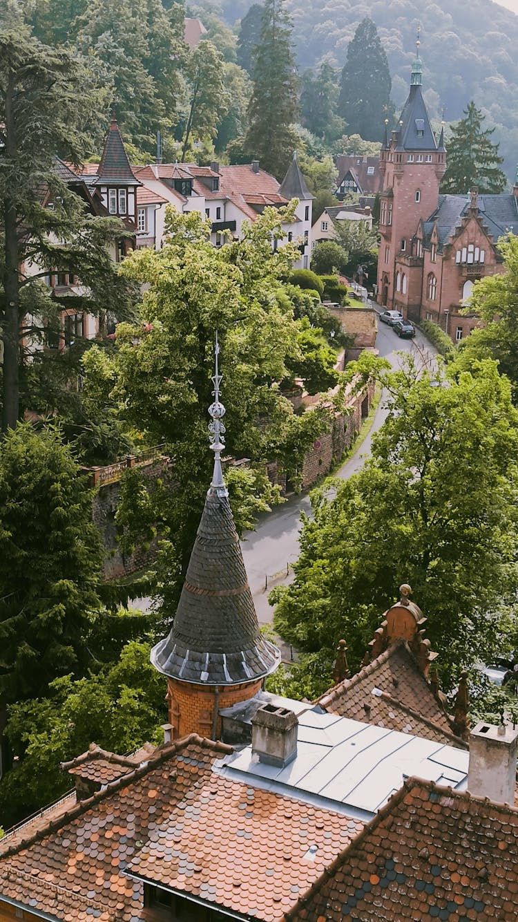 Aerial View Of Heidelberg Street, Germany 