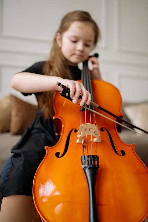 Základová fotografie zdarma na téma cello, dítě, holka