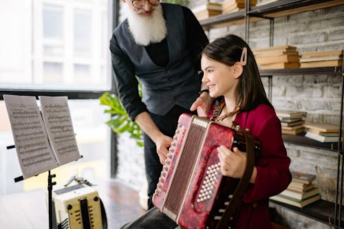 A Girl Playing an Accordion