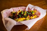 Brown and Green Food on White Paper