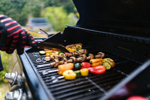 Free A Vegetables Cooking in the Griller Stock Photo