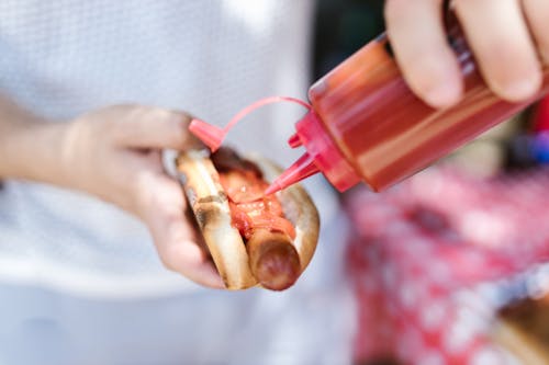 Imagine de stoc gratuită din a închide, hot dog, ketchup