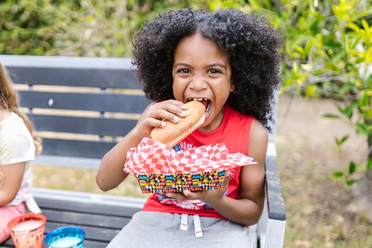 Girl Eating A Hotdog Sandwich