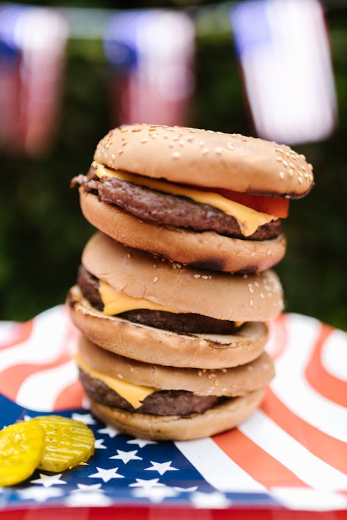 Free Close-up Photo of Stacked Burgers Stock Photo