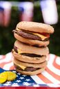 Close-up Photo of Stacked Burgers