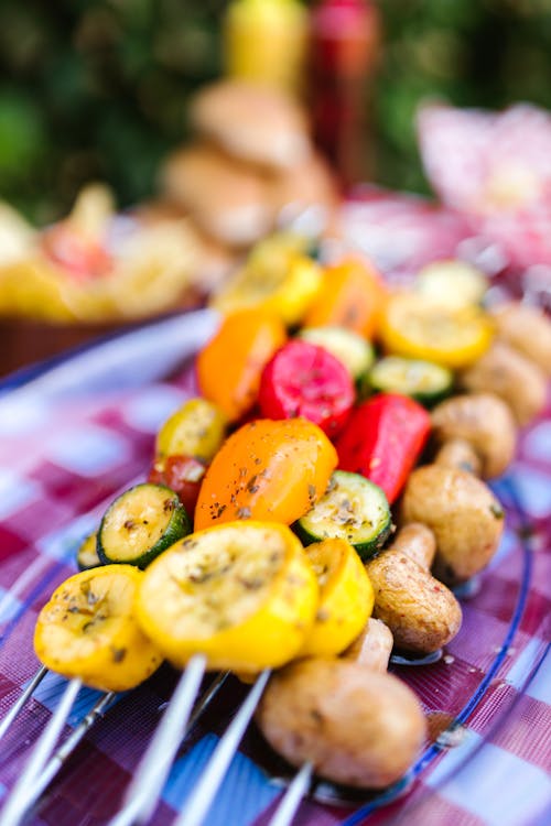 
A Close-Up Shot of Vegetable Skewers