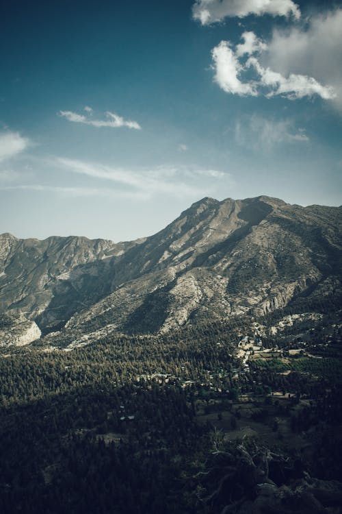 Gray Mountain under Blue Sky