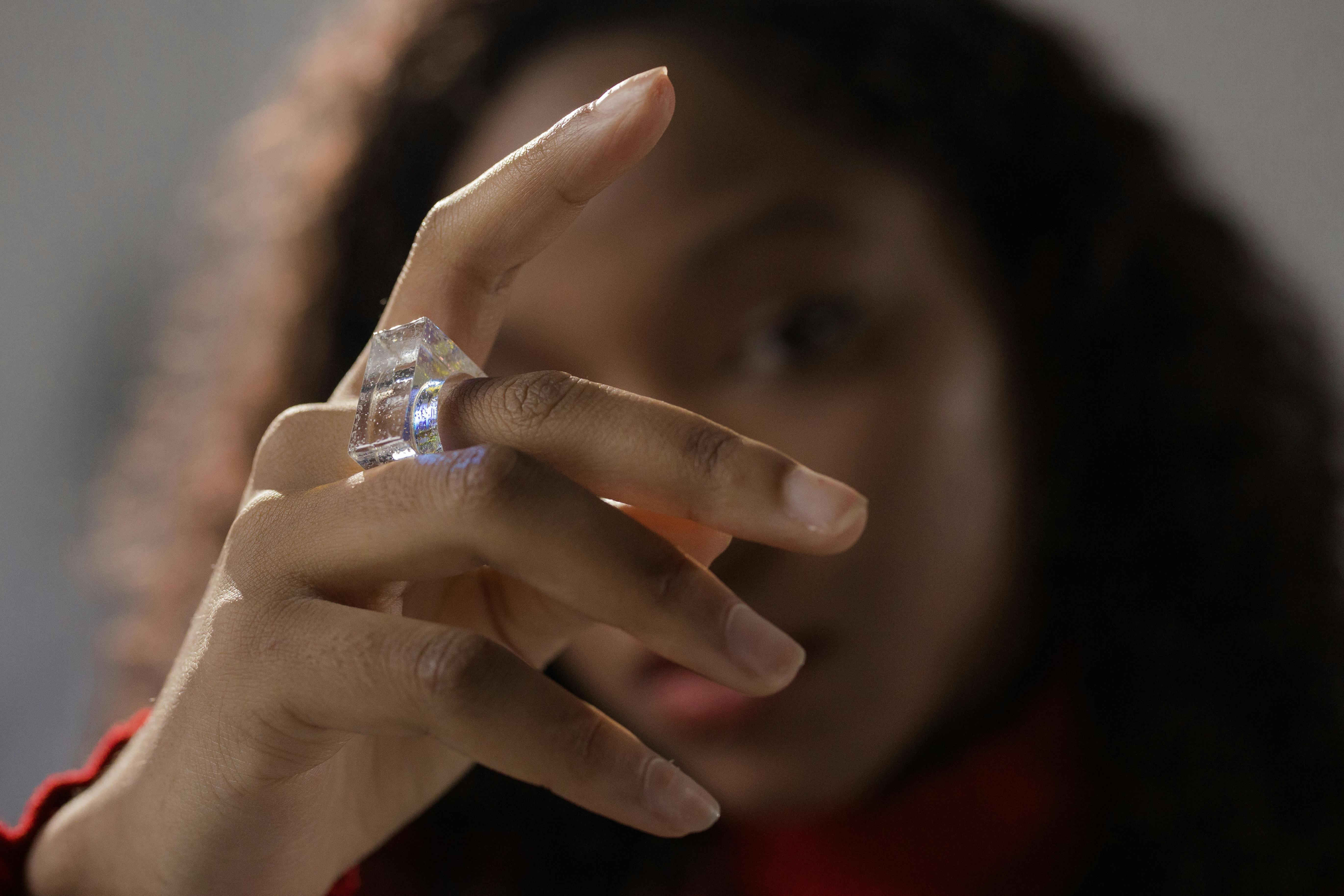 Woman Wearing Silver Diamond Ring · Free Stock Photo