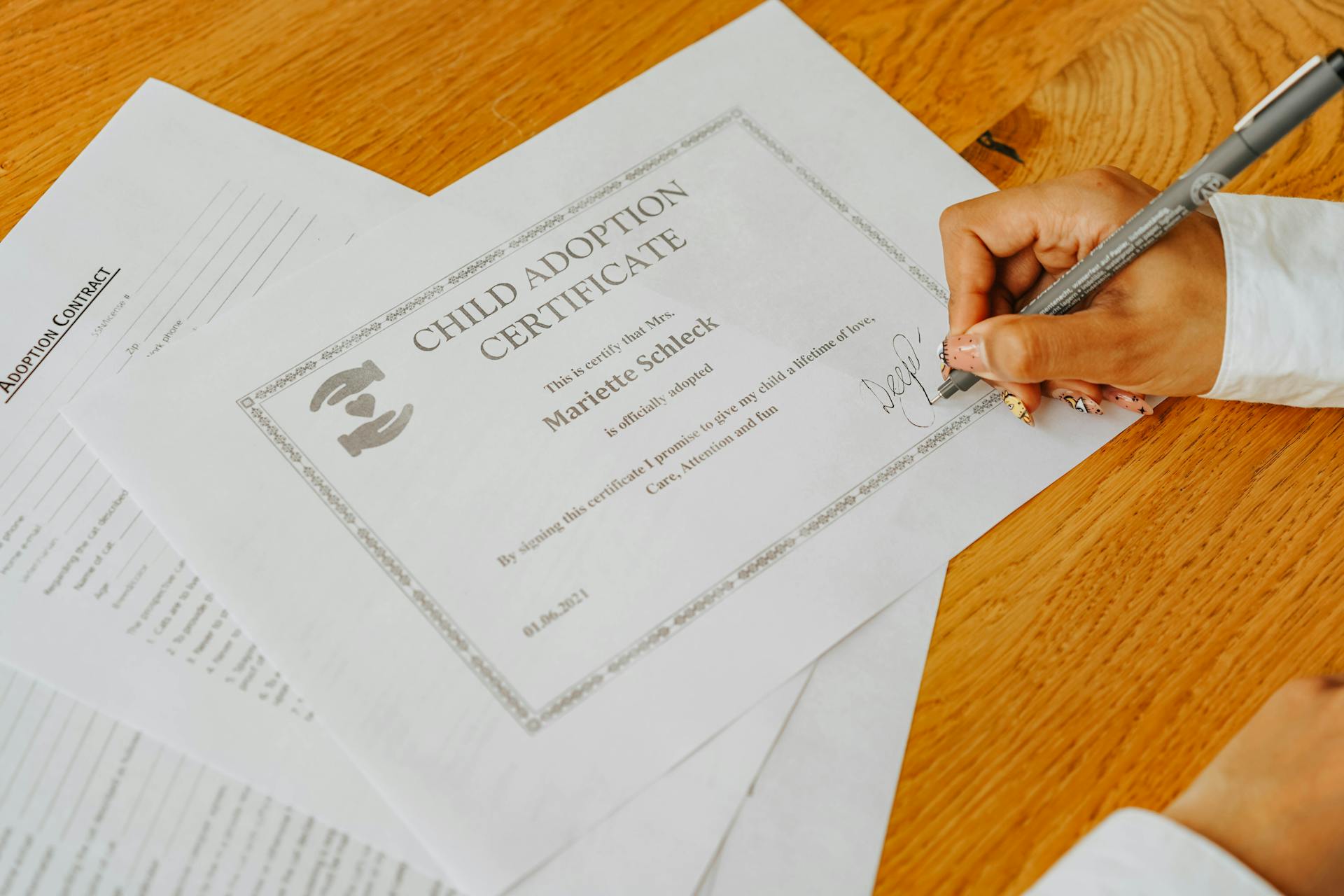 Close-Up Shot of a Person Signing a Document