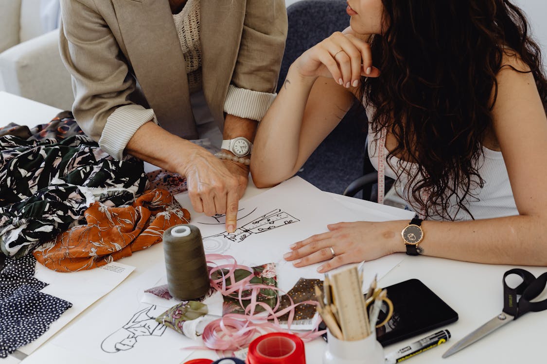 Free Two People Working as Fashion Designers Stock Photo