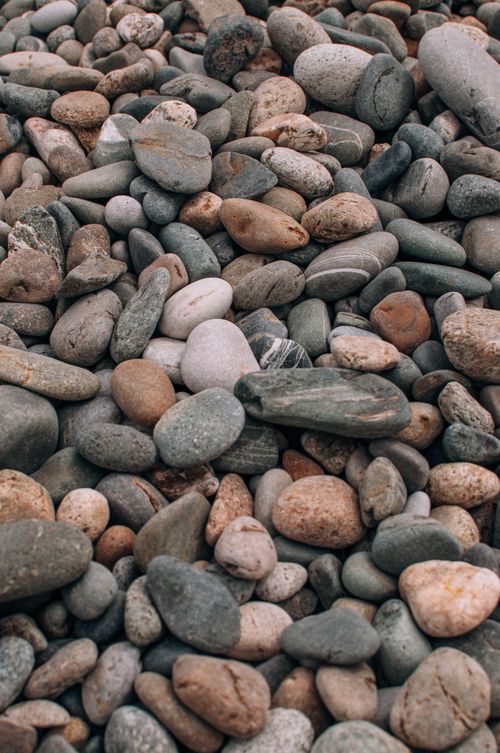 Free A close-up view of colorful pebbles on a beach, ideal for background use. Stock Photo