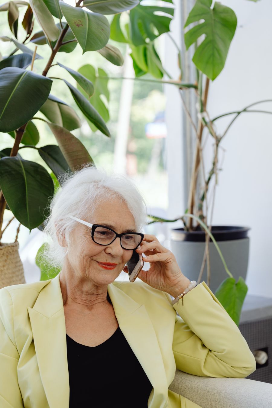 Elderly adult looking at phone