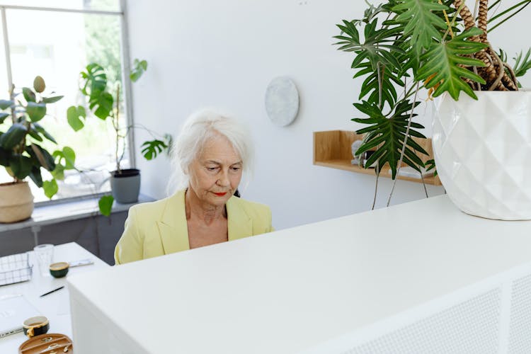 Elderly Woman Working In An Office 