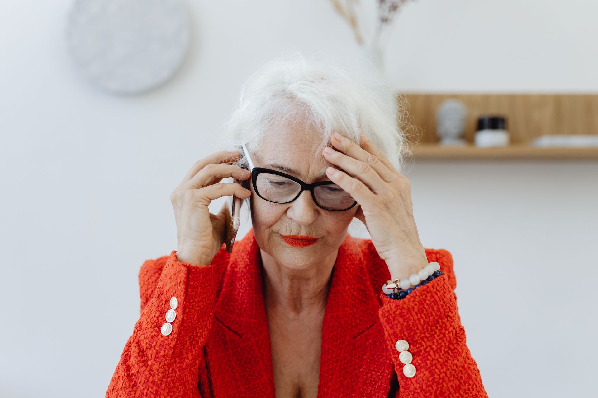 Elderly Woman on a Phone Call
